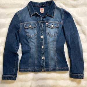 Y2K Miss Sixty Medium Dark Wash Denim Jacket -2 Chest Pockets and Button Cuffs